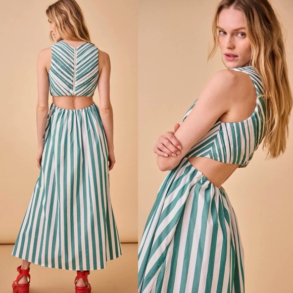 NWT Hunter Bell Kathleen Dress Emerald Stripe - Picture 3 of 13